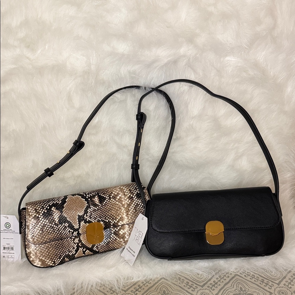 Time and Tru Black and Snake Pattern Shoulder Bags